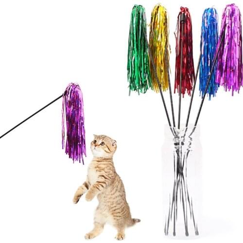 Cat Tease Stick Kitty Interactive Toy Kitten Scratch Ribbon Rod Fishing Cat Wand