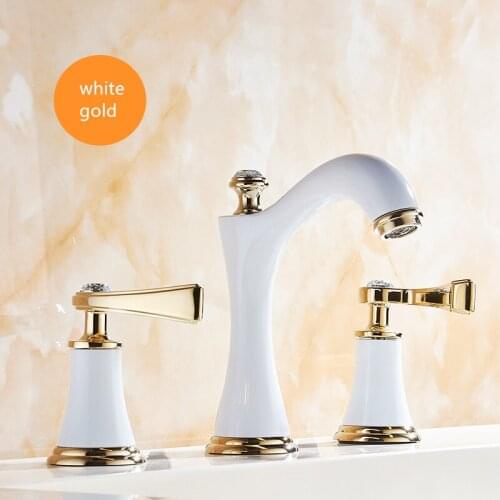Widespread Basin Faucet Bathroom 8 inch three holes Sink Tap Brass Chrome Gold Sink Mixer Europe Style