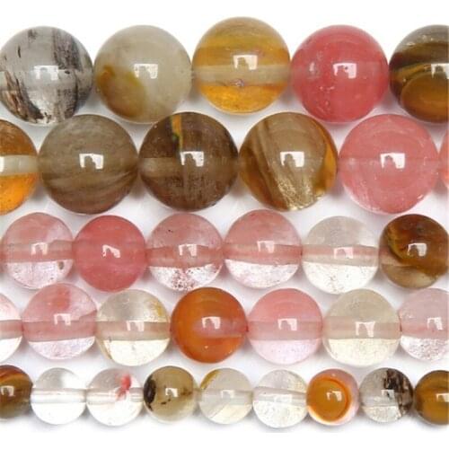 Colorful Cherry Quartz Loose Beads Natural Gemstone Smooth Round for Jewelry Making