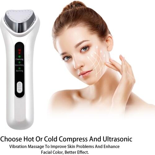 Hot and Cool Facial Massager Electric High Frequency Ionic Beauty Device Roller Eye Skin Care Anti Wrinkle for Lift Firming