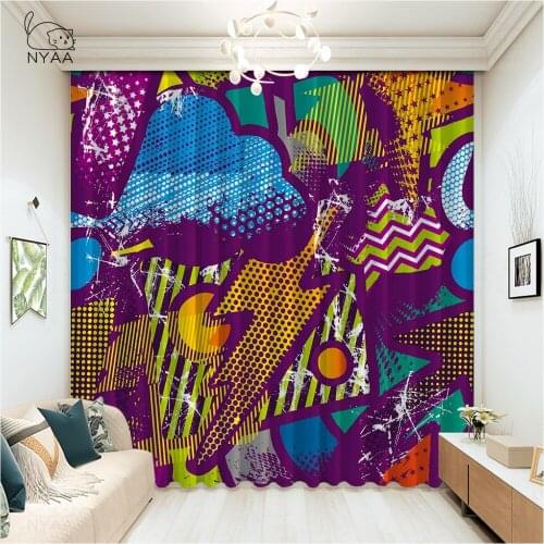 Fashion Sport Style Urban Graffiti Curtain Kids Room Curtains For Kitchen Decor For Kitchen Linen Curtains Micro Shading