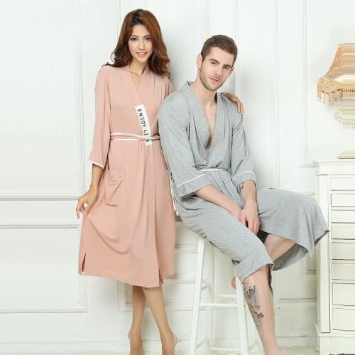 Bathrobe Men Bamboo Fiber Robe Home Clothing Soft Long Bathrobe Brand Male Sleep Homewear Robes Summer Autumn Winer Grey Pink