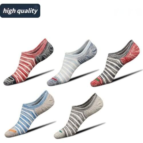 Summer socks Combed cotton striped Man Japanese style Invisible no-show Silicone non-slip fashion short happy socks Hit sales