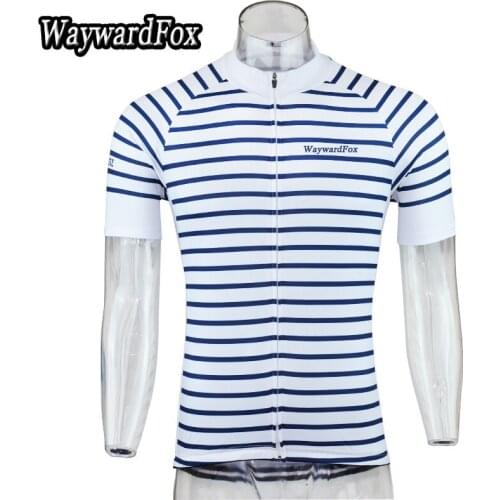 New Mens Blue Stripes Cycling Jersey Pro Team Bicycle Short Sleeved Road Wear Bike Clothing Quick Dry