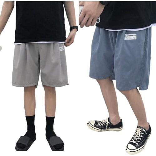 2021 New Trand Men Loose Breathable Soft Fifth Pants Board Beach Sports Running Shorts Casual Male Solid Color Sportswear Shorts