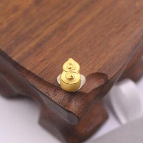 New Pure 24K 3D Yellow Gold Bead 8x5mm Lucky Gourd Bead 0.62g