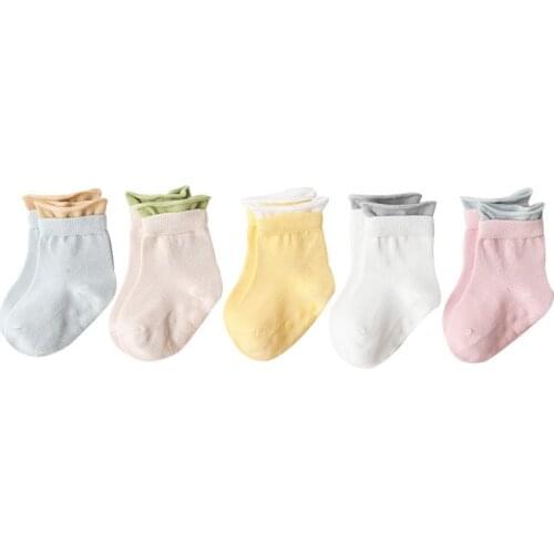Spring And Summer New Baby Socks Combed Cotton Baby Socks Double-Layer Curled Baby Socks Newborn Non-Slip Socks