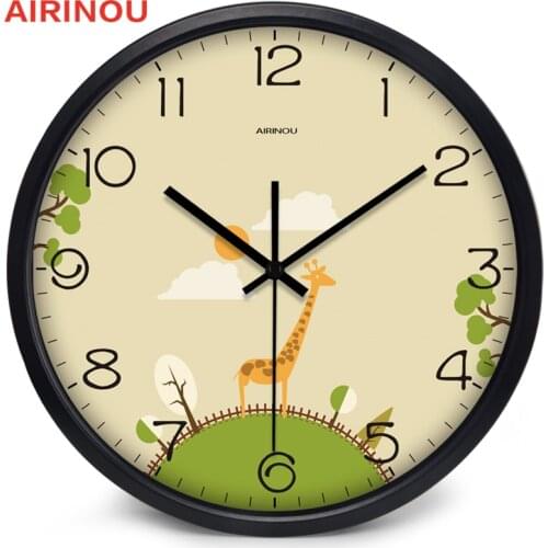 New Metal Creative Clock Silent living Room Quartz Wall Clock Round cartoon Children Kid Bed room No Ticking