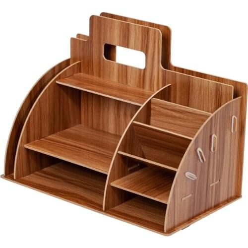 Office Supplies Desktop Pen Holder Pen Holder Storage Box File Rack Creative Bookshelf Data Rack Wooden Rack