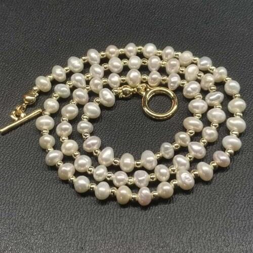 Wholesale Genuine Fresh Water Pearl Necklace 4mm White Beads Circle Clasp 10 PCS