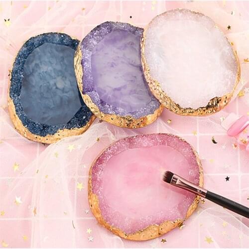 Natural Resin Agate Nail Color Paint Palette Holder Drawing Nail Art Color Palette For Nail Color Mixing Display Nail Art Tools