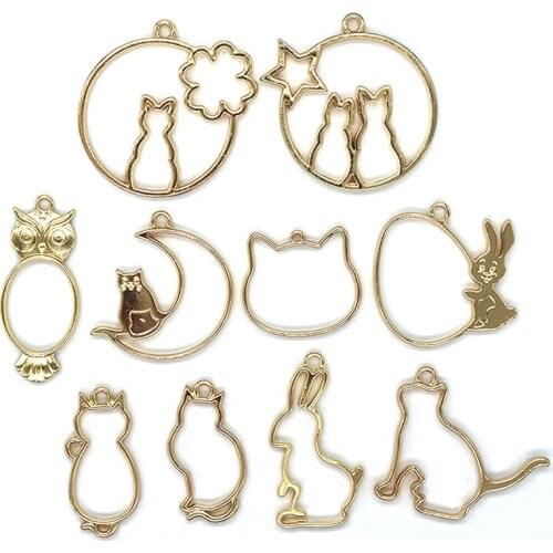 Back Bezel Pendants Hollow resin Mold Charms Geometric Pressed Flower Frame Crafts for DIY Artcraft Project Gift Jewelry Making