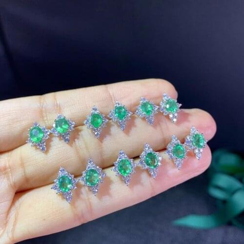 Simple and delicate, precious gemstone Natural emerald earrings, Colombian emeralds, professional natural gem shop, 925 silver