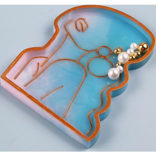 DIY Charming Women Body Shape Storage Tray Coaster Mold Abstract Girl Model Dish Mirror Silicone Mold Crystal Epoxy Resin Mould
