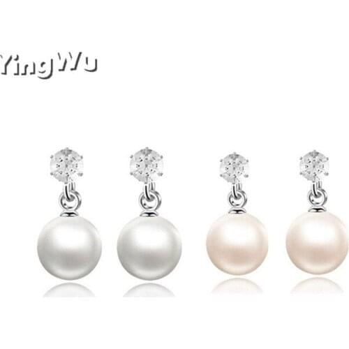 Yingwu Wholesale 50pairs Lot Freshwater Pearl Ear Stud Earrings For Women Real 925 Sterling Silver Jewelry Gift