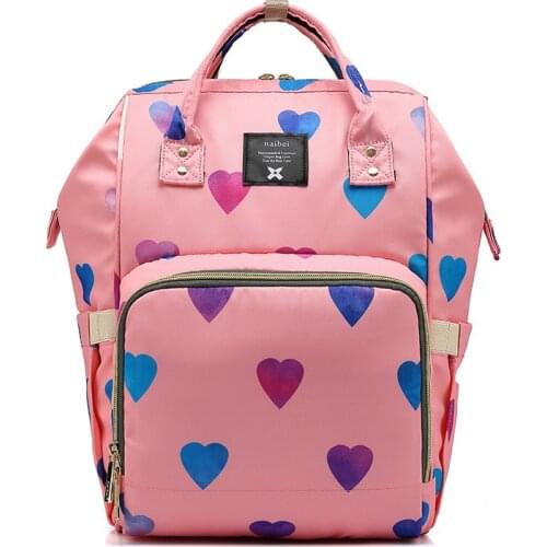 Baby Diaper Bag Mummy Maternity Nappy Bags With Love Heart Printing Multifunctional Large Capacity Travel Backpack MBG0139