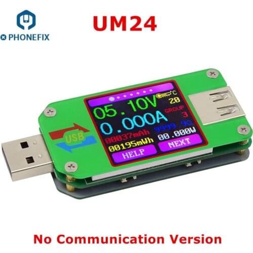 UM24 UM24C Type C USB Voltmeter Ammeter Resistance Meter Charging Voltage Current Tester LCD Color Display USB Tester