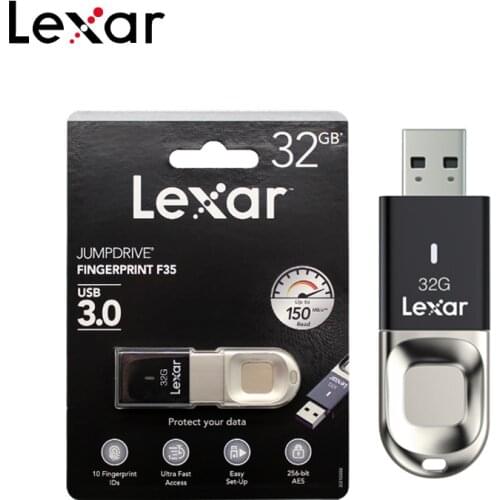 Original Lexar USB 3.0 Fingerprint Recognition F35 USB Flash Drive 128GB High Speed 150MB/S 32GB 64GB Pen Drive Memory Stick