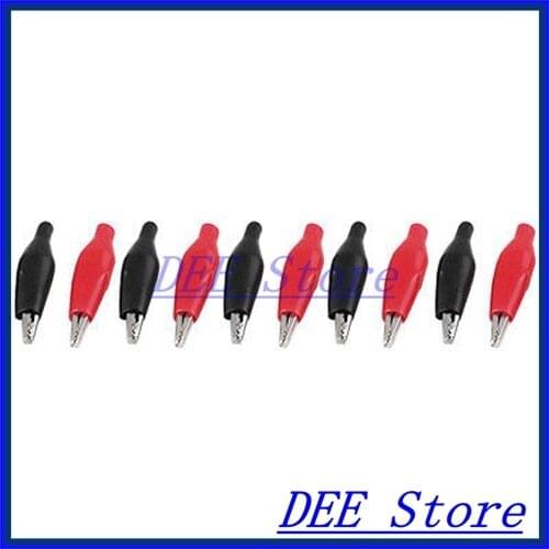 10 Pcs Crocodile Alligator Testing Clip Clamp Connector Red Black 37mm Length