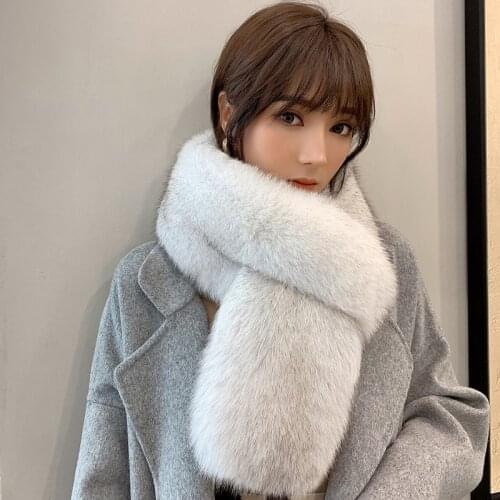 ZDFURS* Whole Skin Fox Fur Scarves Women High-End Fur Wrap Winter Warm Neck-wear Wrap Ring Muffler Luxury Fashion Korean Shawls
