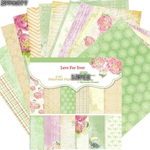 ZFPARTY 12pcs 6" Single-side Printed Love Flower pattern creative papercraft art paper handmade scrapbooking kit set book