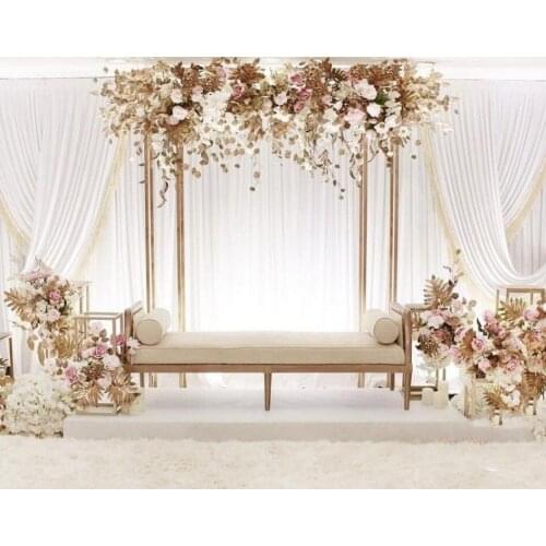 Gold metal rectangular endless frame wedding arch / trendy aleter arch 7.6ft tall X 5.5 ft wide