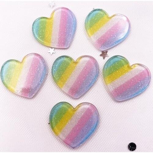 10PCS Lovely Glitter Colorful Love Flatback Sheet Miniature Pattern Plane Applique DIY Scrapbook Embellishments Craft J103