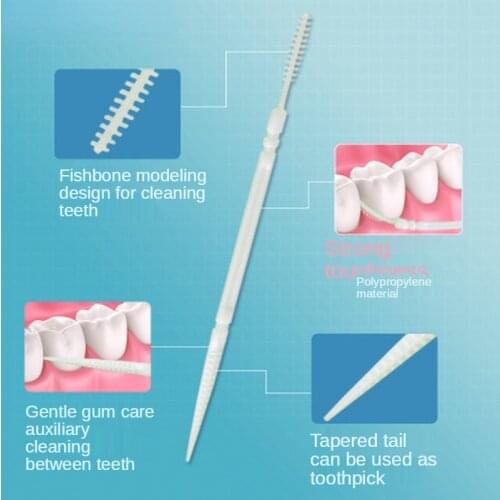 100PCS Double-Headed Oral Care Brush Pick Interdental Brush Teeth Sticks Oral Cleaning Plastic Floss Toothpick