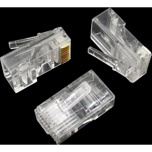 100 Pieces RJ45 Modular Plug Network Connector For UTP Cat5 Cat5e Cable Heads