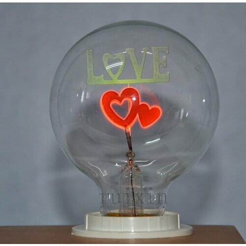 2Pcs/Lot G80 E27 Flame Light Edison Retro Industrial Dual Hearts Bulb Decorative lighting Party Heart Neon Light Bulb