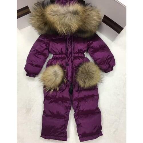 2021 Winter baby girl down coat Baby clothes print outerwear Fur Hooded childrens Snowsuit down coats Child jumpsuit romper