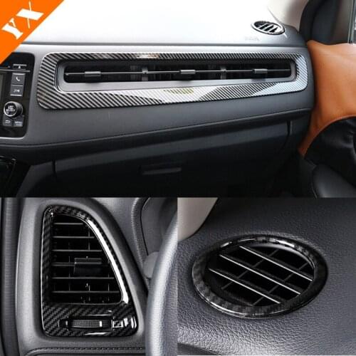 5pcs for Honda VEZEL HRV HR-V Car Dashboard Air Condition Outlet AC Vent Panel Cover Trim ABS Carbon 2015 2016 2017 Accessories