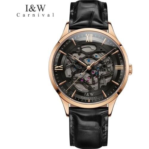 Carnival Brand Watches Men Fashion Luxury Sapphire Crystal Automatic Mechanical Skeleton Watch Clock For Man Relogio Masculino