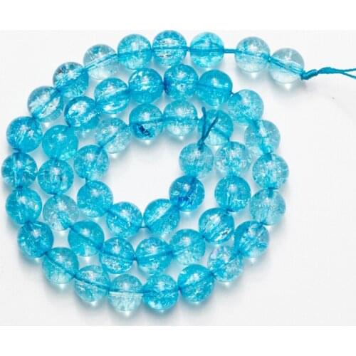 Wholesale Blue Cracked Glass Beads Natural Stone Round Loose Beads 6mm 8mm 10mm 12mm Needlework DIY Necklace Bracelet Earrings
