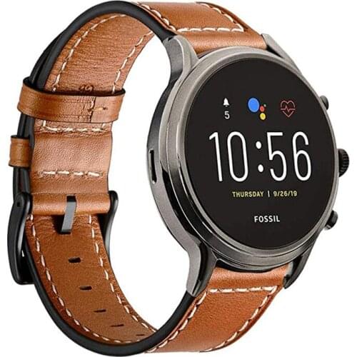 Quick Release Genuine Leather Strap For Fossil Gen 5 Carlyle/Julianna/Garrett HR/ Q Explorist/Gen 5E 44mm/ Sport 43mm Bracelet