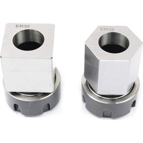 ER32 Collet Chucks Block Set of 2 Square and Hex Workholding Holder for CNC Lathe Engraving Machine