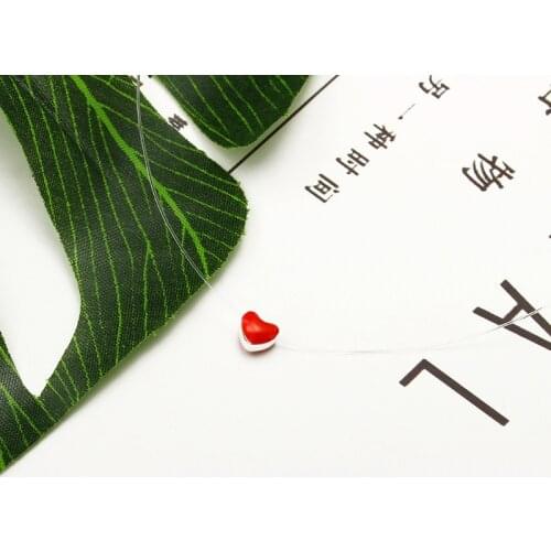 New Small Fresh Sweet Cute Little Red Heart Love Necklace Women Transparent Rope drop Oil Red Peach Heart Short Chain Jewelry