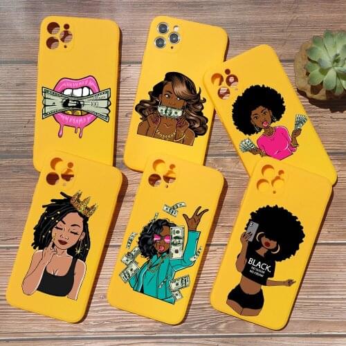 Afro Lola 100 Dollar Money Black Woman Magic Phone Case For iphone 12 Pro Max 11 Pro 7 Plus 8 6s SE XR XS MAX Silicone TPU Cover
