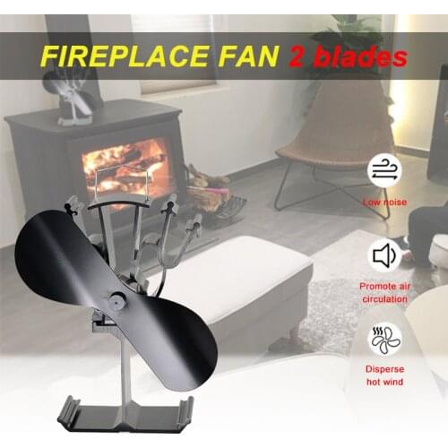 Efficient 2 Blade Heat Powered Stove Fan Golden/Silver/Black Wood Burner Eco Fan Home Efficient Heat Distribution Fireplace Fans
