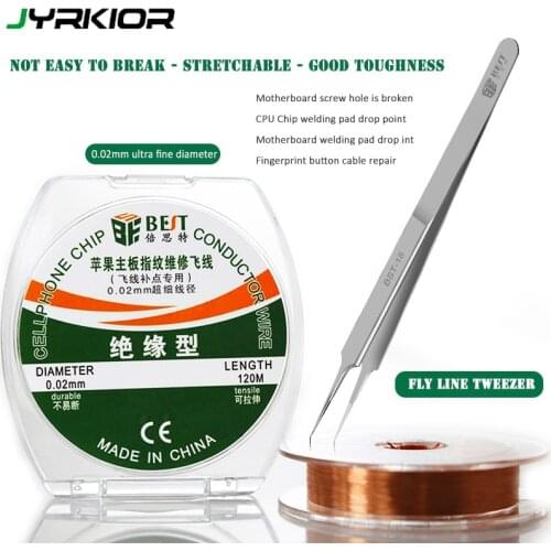 Jyrkior BST Mobile Phone Motherboard Fingerprint Maintenance Ultra-sharp Tweezer 0.02mm Superfine Jump Wire Ultra Fine Fly Line