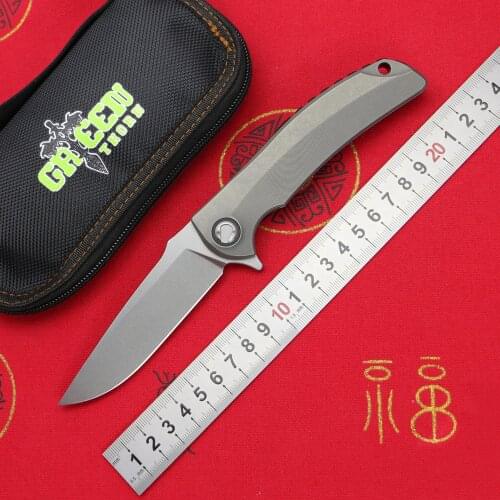 Green Thorn Overkill Fin Quick Open D2 Blade Titanium Alloy Handle Camping Outdoor Survival Kitchen Pocket Fruit Knife EDC Tool
