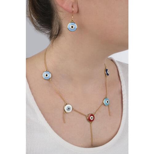 Marjin For Woman Jewelry Set Evil Eye Gold Colored Necklace Shipping Set Jewelry Gift Girl Birthday Party Gift