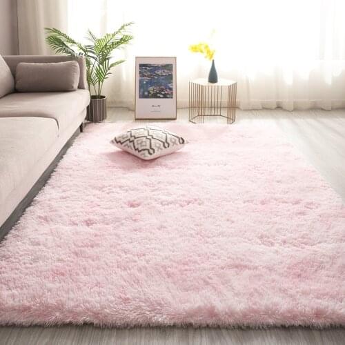 Long Hair Living Room Carpet Sofa Coffee Table Rug Bedroom Room Bay Window Bedside Carpet Luxury Furry Baby Nursery Decor Rug