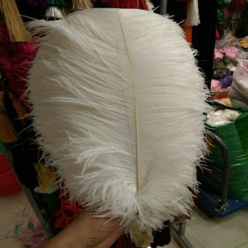 Hot! 100 Pcs/lot long 12-14 inches / 30-35 cm white Color Ostrich Feathers ostrich plumes for party /wedding decorative