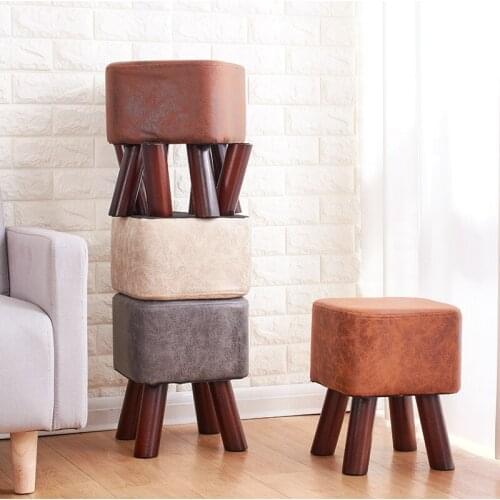 Small family stool wooden square fashion creative adult living room childrens sofa tea table stool pouf ottoman kids furnitureF