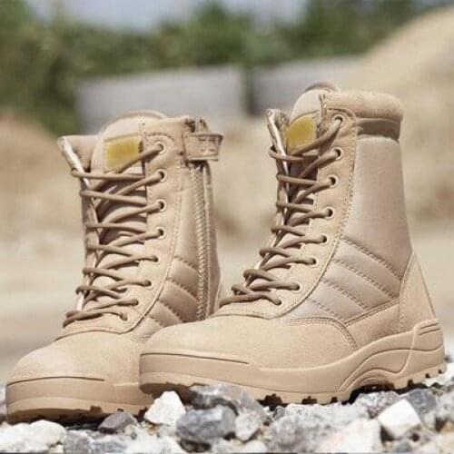 Fashion Men Boots Winter Outdoor Leather Military Boots Breathable Army Combat Boots Plus Size Desert Boots Men Hiking Shoes