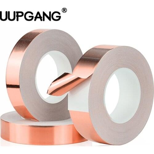 10m Single Side Conductive Copper Foil Tape Adhesive Strip Heat Shield Eliminate EMI Anti-static Repair Tape 0.06mm Thickness