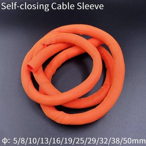 1M Cable Sleeve Self Closing 5mm - 50mm PET Braided Expandable Cable Management Sock Loom Split Pipe Wire Wrap Protection Orange