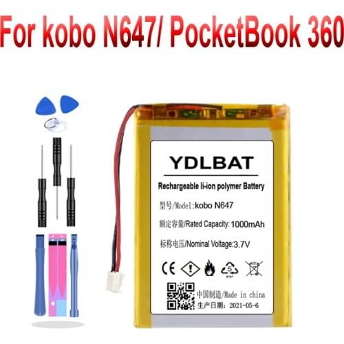 3.7V 1000mAh Rechargeable Li-Polymer Battery For PocketBook 360 PocketBook 301 PocketBook 301 plus pocketbook 601 kobo N647