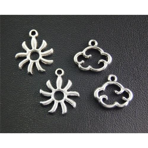 10pcs Silver Color Sun And Cloud Charm Handmade Pendants Jewelry Findings A2050/A2051